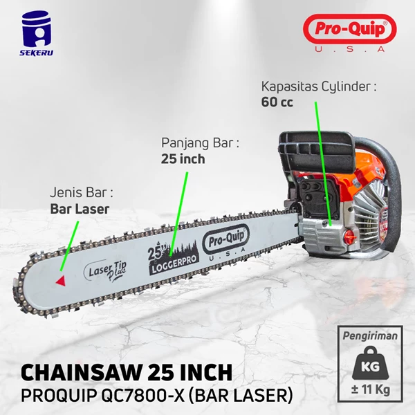 Chainsaw / Gergaji Mesin BAR LASERTIP LASER 22" Proquip QC7800X