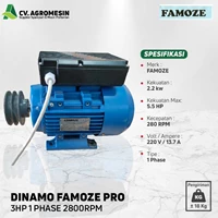 Dinamo 3 HP 1 phase 2800 rpm Famoze Pro Serbaguna