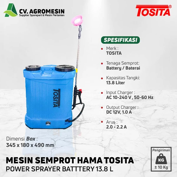 Pest Medicine Spray Tool With Knapsack Tosita 13.8L Power Sprayer Battery