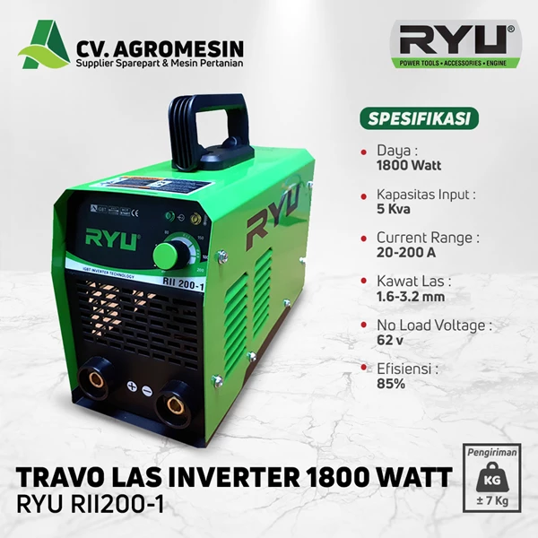 Mesin Las Inverter 1800 Watt Travo Las Inverter RYU RII 200-1