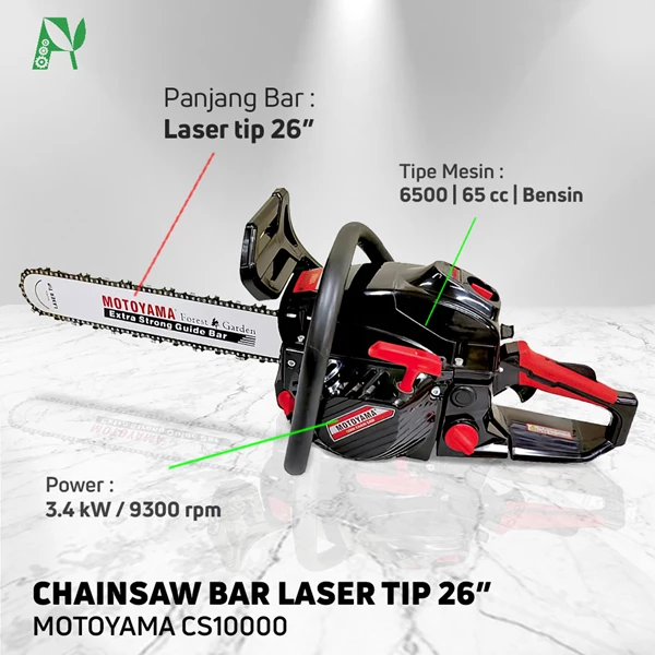 Chainsaw / Gergaji Mesin Motoyama 10000 Bar Laser 26" 
