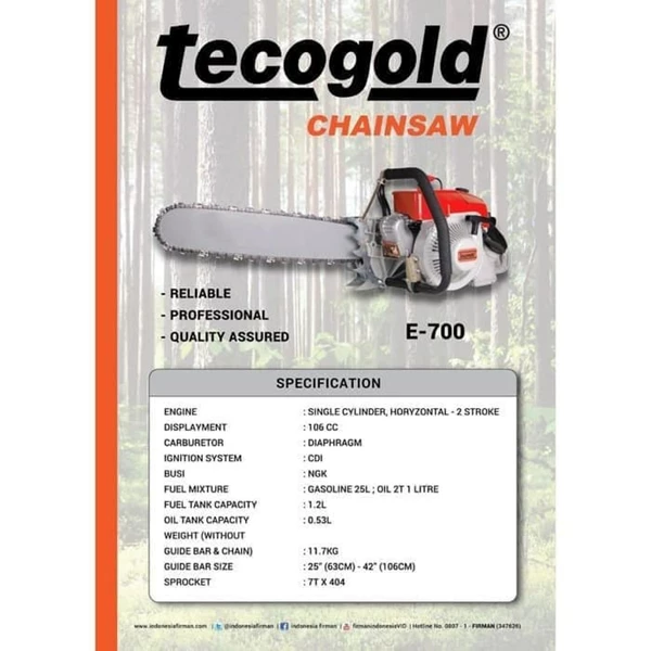 Gergaji Mesin  E700-II Tecogold bar 36" (90Cm)