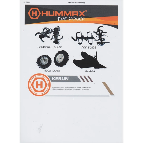Cultivator Hummax T-Rex untuk kebun dan sawah MULTIFUNGSI 7.5HP / 3600RPM