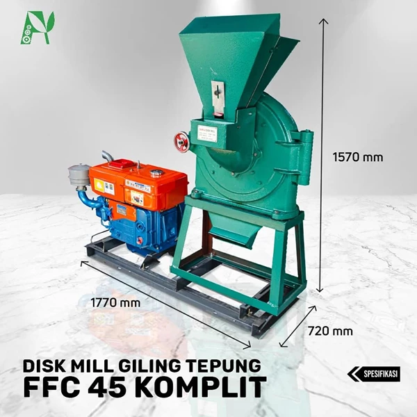 FFC45 Food Milling Machine complete with diesel van belt and foundation