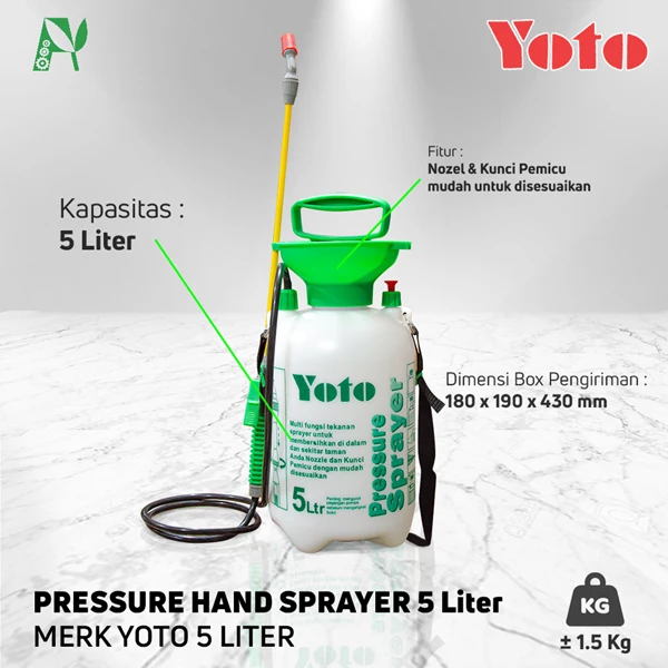 Alat Semprot Pertanian Pressure Hand Sprayer Yoto YT-5 (5 Liter)