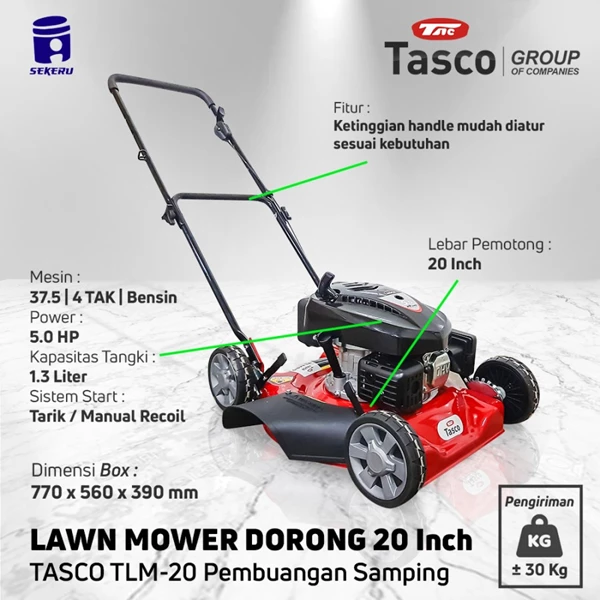 Lawn Mower Potong Rumput Dorong Manual 20 Inch Tasco TLM 20